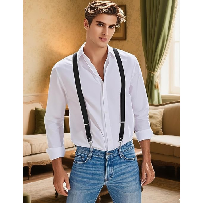 Підтяжки Ausukler Extra Strong 2,5 см з карабін-гачками чорний