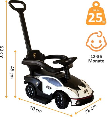 Коляска Lamborghini з штовхачем від 1 року коляска з захисною планкою коляска Lamborghini в білому кольорі можливе керування за до