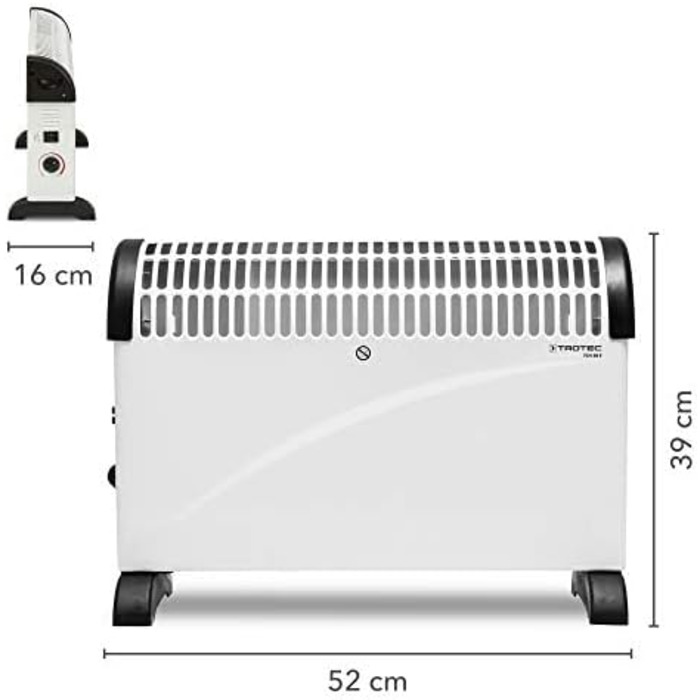 Конвекторний обігрівач TROTEC TCH 20 E Теплова потужність 750 Вт / 1250 Вт / 2000 Вт Електричний радіатор
