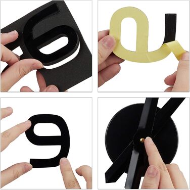 Настінний годинник Relaxdays DIY, 3D-цифри, настінне татуювання годинника, проста установка, змінний розмір, сучасний, чорний