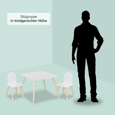 Дитячий комплект меблів Relaxdays, 3 предмети, дитячий стіл з 2 стільцями, для дівчаток та хлопчиків, зона відпочинку для дитячої кімнати, білий/натуральний