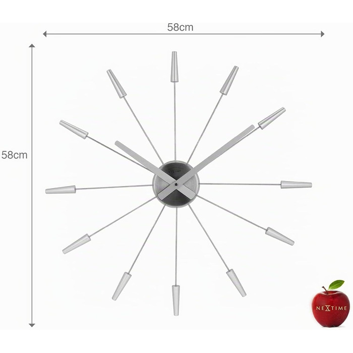 Настінний годинник techno line XXL NeXtime Plug Inn Silver 261 ZI, дерево, 60х60х4.2 см