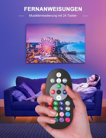 Світлодіодна стрічка 6м, RGB світлодіодна стрічка, гірлянди з пультом дистанційного керування до 6м, музична синхронізація кольору