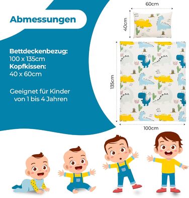 Дитяча постільна білизна BELIKATO 100x135 з 100 бавовни з мотивами динозаврів - комплект дитячої та дитячої постільної білизни для