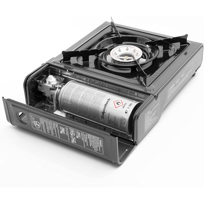 Туристична плита TruWare для газових балонів - Потужна, портативна та надійна газова плита з картриджами та хрестовиною для плити - Ідеально підходить для приготування їжі на свіжому повітрі та щоденного використання. Газова плита 4 картриджі