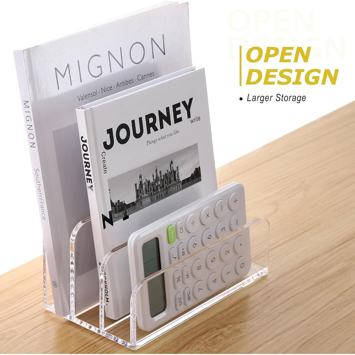 Акрилова папка для документів SANRUI, 3 вертикальні відділення, прозорий вертикальний тримач для листів, багатофункціональний, для офісу, дому, школи