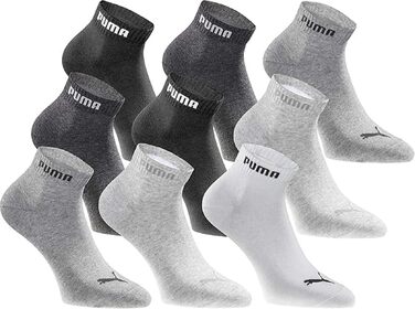 Шкарпетки PUMA Quarter Socks, упаковка з 18 пар, Statement Edition - жіночі та чоловічі розміри 43-46, чорні, білі, сірі
