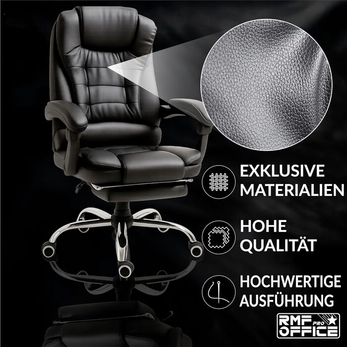Ергономічне професійне офісне крісло RMF, розкладне, зручне та розслаблююче робоче крісло з підставкою для ніг розкладне крісло з поворотними колесами, регульована висота, чорне