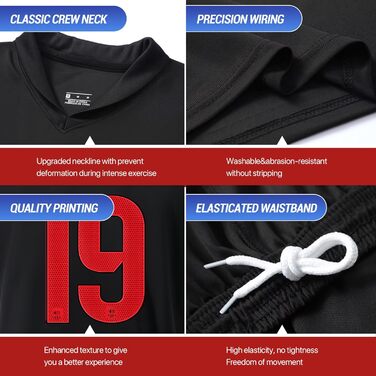 Футбольна майка для хлопчиків, дитяча тренувальна футболка, футбольна майка з футболкою, шортами, шкарпетками та щитками для гомілок, комплект 26, чорний-19