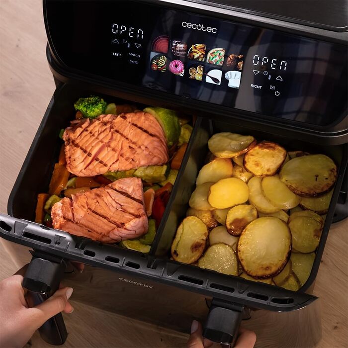 Аерофритюрниця Cecotec Cecofry&Grill Duoheat 10000, 2800 Вт, 10 л, з вікном перегляду, Inox