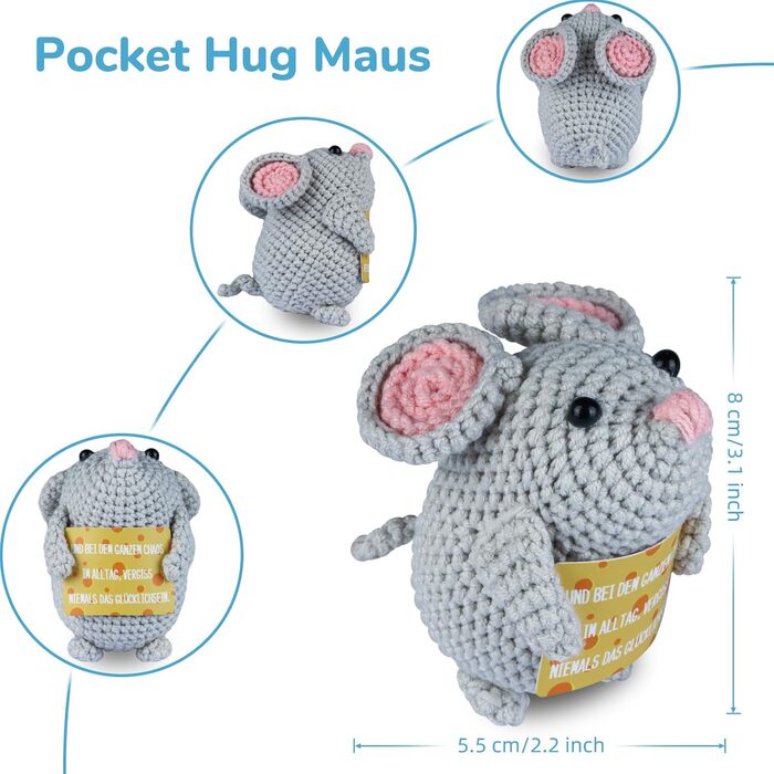 В'язана іграшка-талісман WenmthG "Кишенькові обійми" Миша