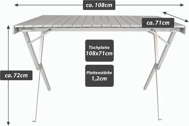 Торговий кемпінговий стіл Nexos з сумкою для перенесення, алюмінієвий, сірий, садовий стіл, стіл для вечірок, фуршетний стіл, складаний, 108x772 см