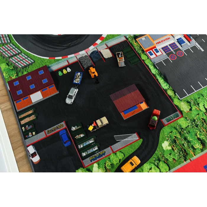 Дитячий ігровий килим дорога і машина (300x200 см) - миється, нековзний і сертифікований OEKOTEX - килим для дитячої кімнати хлопч