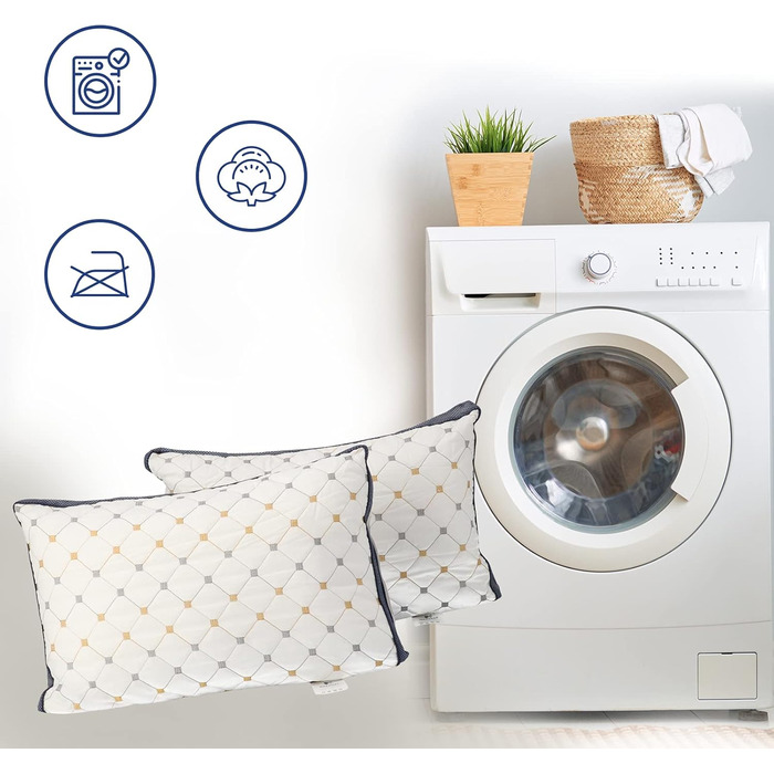 Комплект із 2 подушок, 40 x 60 см, чохол 100 бавовна, наповнювач з мікрофібри 1600 грамів, міцні та підтримуючі подушки для сну, подушки для алергіків, для сну на боці, дихаючі, зручні, висока якість