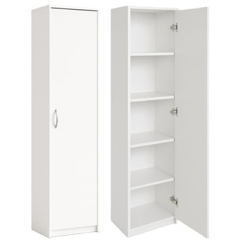 Шафа з 5 полицями - Шафа шириною 40 см, висотою 185 см, глибиною 35 см - Спальня, дитяча кімната, білизняна шафа, ванна кімната - 1 дверцята, білий