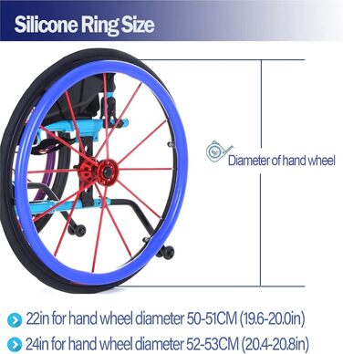 Чохли для рук для інвалідних візків WoCOyo 1 пара нековзких зносостійких силікагелевих чохлів для рук для інвалідних візків Захисний чохол із захисним кільцем для захоплення покращує зчеплення та зчеплення,003.24 дюйма 24 дюйма 003