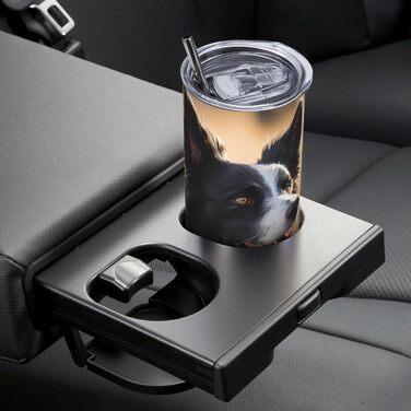 Кухоль з прямою трубочкою, дизайн Бордер-коллі, принт, дорожній кухоль, підходить для кемпінгу, офісу та дому, 590 мл