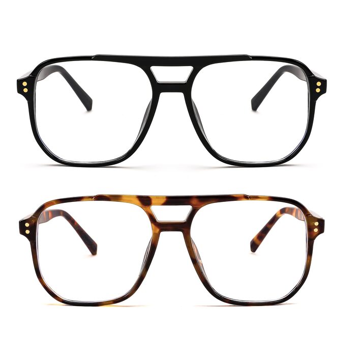 Окуляри FEISEDY Retro 70-х 80-х з фільтром синього світла (без діоптрій), рогова оправа B2866, чорний леопард, 54 мм