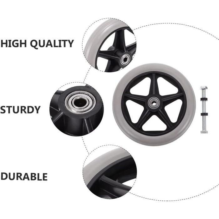 Дюймові змінні колеса для скутера Caster для меблів Гумові колеса для заміни переднього колеса інвалідного візка Колеса для ходунків Аксесуари для скутера, що обертаються вручну зі сплаву та матеріалу Abs Меблі, 2 шт., 6-