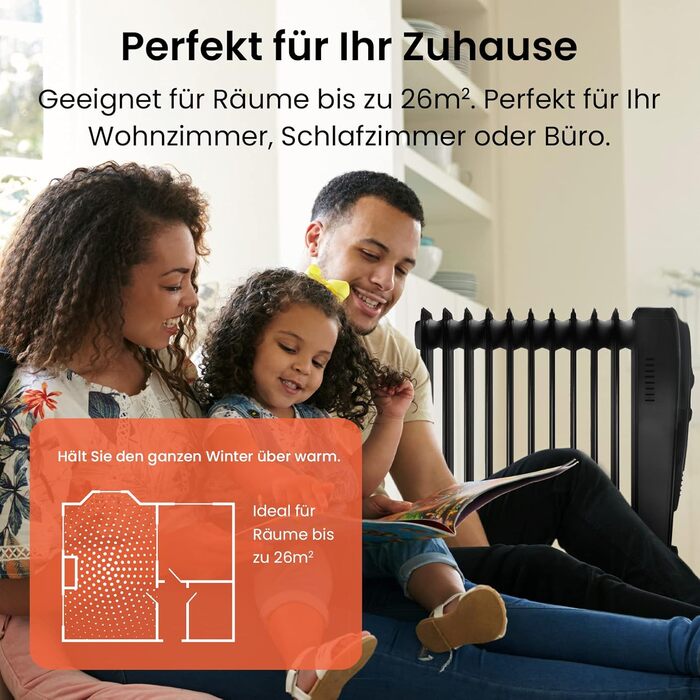 Енергозберігаючий масляний радіатор Pro Breeze потужністю 2500 Вт - електричний нагрівальний елемент з 11 ребрами, вбудованим таймером, 3 режимами нагріву, регульованим термостатом та функцією безпечного відключення - чорний. Масляний радіатор 2500 Вт - ч