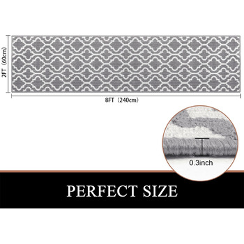 Килимова доріжка SHACOS 60x240 см, нековзка доріжка для передпокою, довгий сучасний кухонний килим, доріжка для передпокою, яку можна прати, для кухні, входу, вітальні, сірий 60 x 240 см сірий