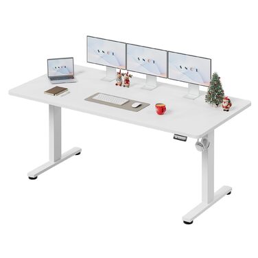 Стіл з регульованою висотою 180 x 80 см, стіл з електричним регулюванням висоти та функцією пам&39яті, ігровий стіл, регульований стіл, комп&39ютерний стіл для офісу, стіл для роботи стоячи, білий 180 x 80 см
