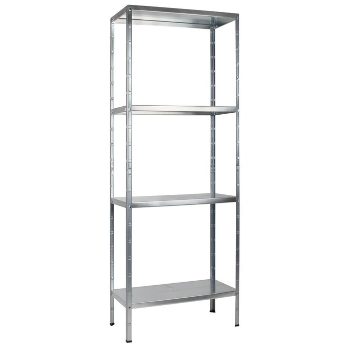 Система стелажів SCHULTE з 4 полицями PowerMAX, вантажопідйомність 65 кг, 180x60x40 см (ВxШxГ), оцинкована (полиця для зберігання, полиця для майстерні, полиця для підвалу, полиця для гаража, металева полиця)