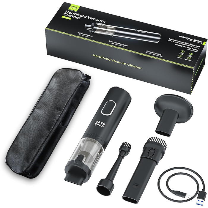 Ручний пилосос Minthouz, що перезаряджається, портативний пилосос із супервсмоктуванням 16000 Па, автомобільний пилосос все-в-одно