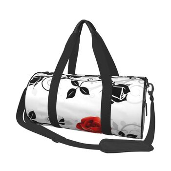 Дорожня сумка Tower Paris, кругла, великої місткості, легка та міцна, ідеальний подарунок для походів, відпустки, ділових поїздок та іншого, квітковий дизайн Троянда з плющем з листям, універсальний розмір