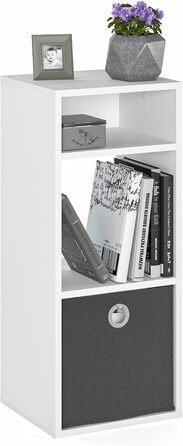 Полиця KOMTO Біла - Маленька книжкова полиця, Полиця-настільна полиця, Кубічна полиця, Офічна полиця 33,8 x 30,7 x 80,4 см, Книжкова шафа RIM2 для дитячої кімнати, Полиця для вітальні, RIM2 Біла