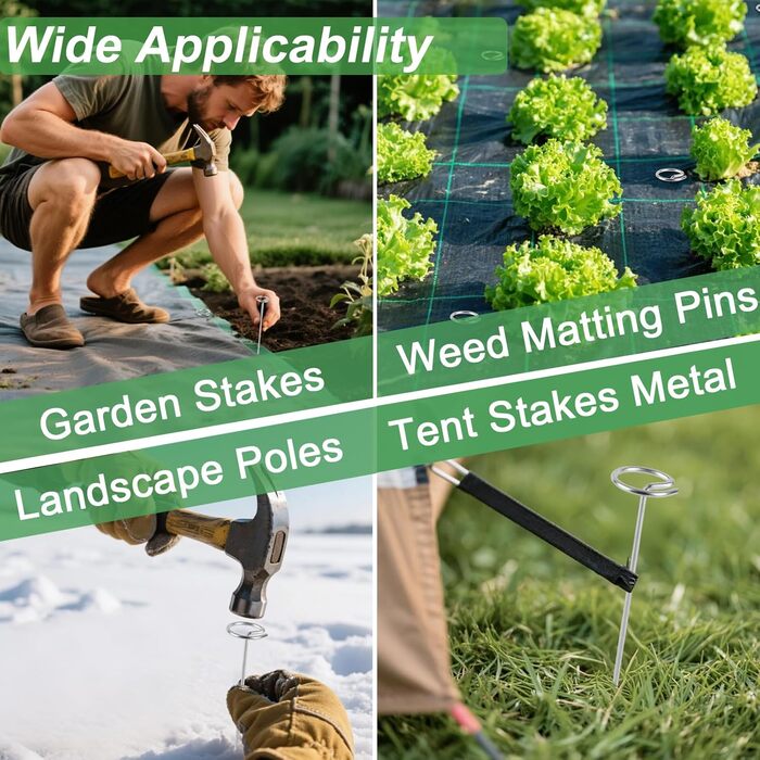 Садових кілочків з гачками для щіток, 15,2 см, 9 калібру, оцинковані садові кілочки, міцні ґрунтові кілочки для бар&39єру від бур&39янів, тканини для трави, рослинного покриву та садівництва на відкритому повітрі, 150