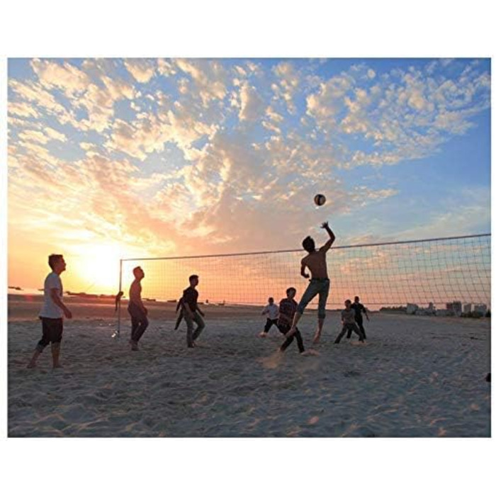 Волейбольна сітка 9,5 × 1 м – портативна стандартна сітка зі сталевим канатом, складна, офіційний розмір для критої/відкритої гри, саду, пляжу чи спорту