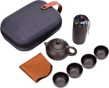 Портативний китайський фіолетовий пісочний чайний набір з точним носиком чайника та чашок для поціновувачів чаю