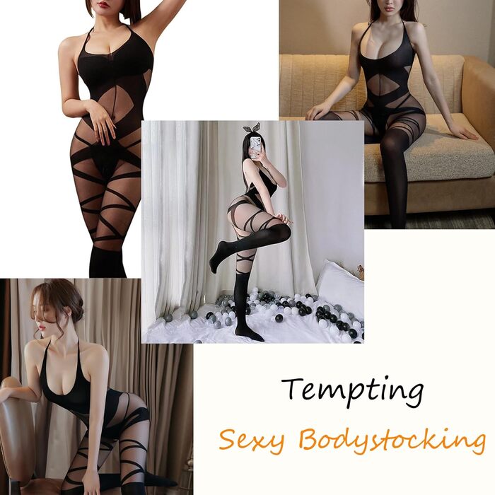 Сітчастий бодістокінг, зі смугастим візерунком, чорний