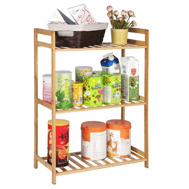 Полиця з 3 полицями, бамбукова полиця 51 x 25 x 71 см, полиця для зберігання з бамбука, як кухонна полиця, полиця для ванної кімнати, книжкова полиця, полиця для взуття, дерев&39яна полиця для ванної кімнати, кухні, вітальні, балкону