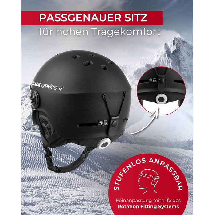 Чорний щілинний лижний шолом Arlberg з 2 козирками, розмір S/M (54-57), чорний