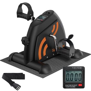 Педальний тренажер Sportneer для людей похилого віку, міні-велотренажер з РК-дисплеєм, домашнє фітнес-обладнання настільний велоергометр, ергометр для людей похилого віку, тренажер для рук та ніг для людей похилого віку з протиковзким килимком, чорний та 