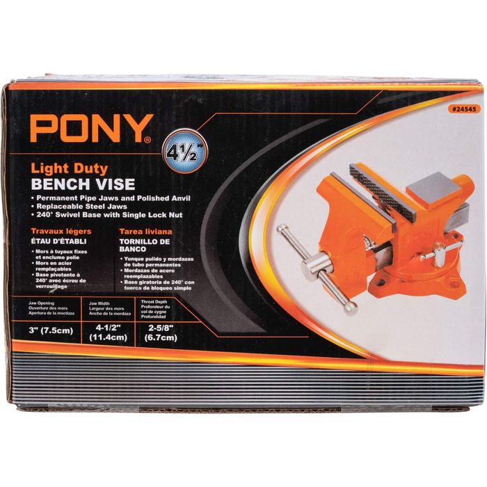 Верстат сріблястий Pony Jorgensen GID-286147 з поворотним основанням, помаранчевий, 11,4 см