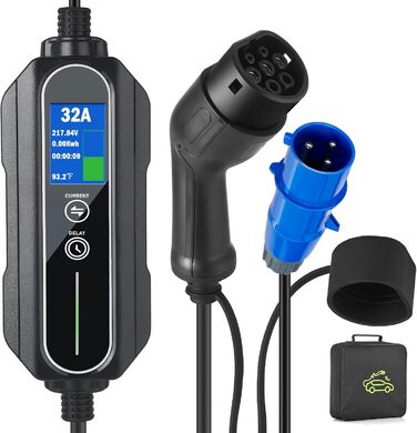 Зарядний кабель тип 2 3PIN CEE до типу 2 7,4 кВт 32 A CEE до типу 2 5м тип 2 універсальний зарядний кабель Підходить для єврокарів