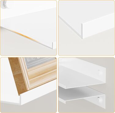 Біла настінна полиця, не потребує свердління, комплект з 2 шт. , сучасна металева плаваюча полиця, настінна полиця для ванної кімнати, декоративна клейка настінна полиця для вітальні, спальні, їдальні, офісу, біла 30 см, 30