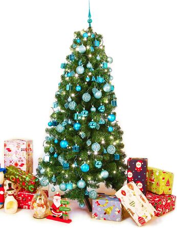 Набір різдвяних кульок преміум-класу  та верхівкою для ялинки 101 предмет синій BRUBAKER