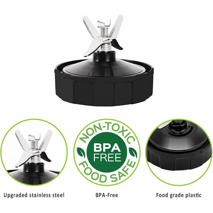 Для заміни леза міксера 7 ребер для леза екстрактора Ninja Pro сумісний з Nutri Ninja Car iQ BL480 BL481 BL482-30 BL487 BL492 з силіконовими гумовими ущільнювачами Ущільнювальне кільце Кріплення змішувача