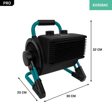 Електричний обігрівач VONROC Pro - Тепловентилятор - Обігрівач для гаража та майстерні - 1350 Вт/2000 Вт - Кераміка - 2 режими нагріву та вентилятор охолодження - Термостат - З функцією нахилу 90 - 20 м