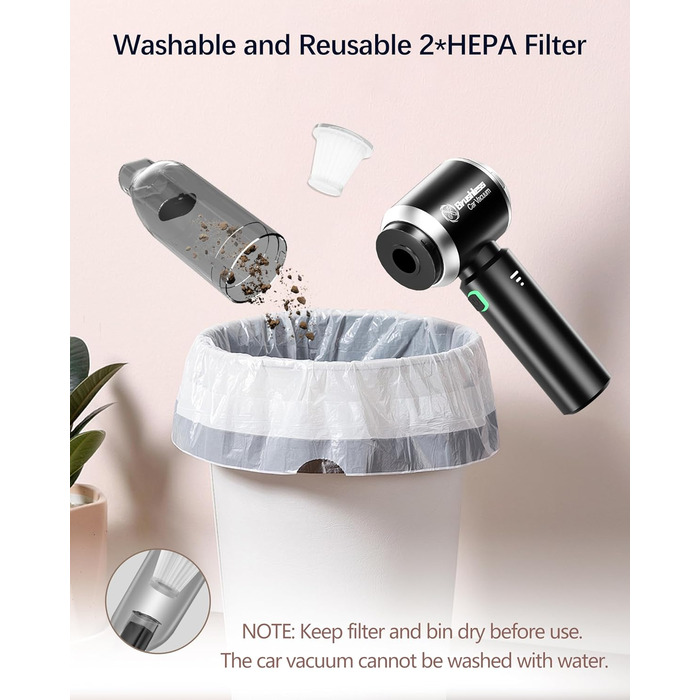 Ручний пилосос, портативний легкий автомобільний пилосос потужний, 18000 Па 4 в 1 акумуляторний бездротовий ручний пилосос, 3-швид