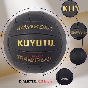 Волейбольний м&39яч KUYOTQ з обтяженням, розмір 5, тренувальний, 18-панельний, високоякісний, надзвичайно м&39який, стабільної форми, для використання в приміщенні та на вулиці (вільний)