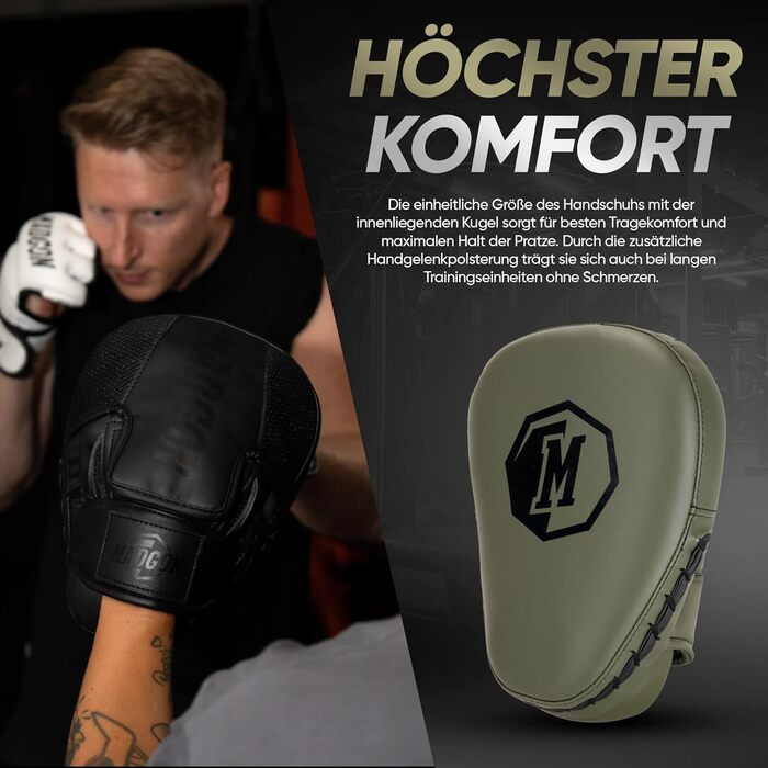 Преміум-фокусувальні щитки для оптимального поглинання ударів, 1 пара боксерських фокусувальних щитків для боксу, бойових мистецтв, ММА, кікбоксингу, тхеквондо, оливково-чорні