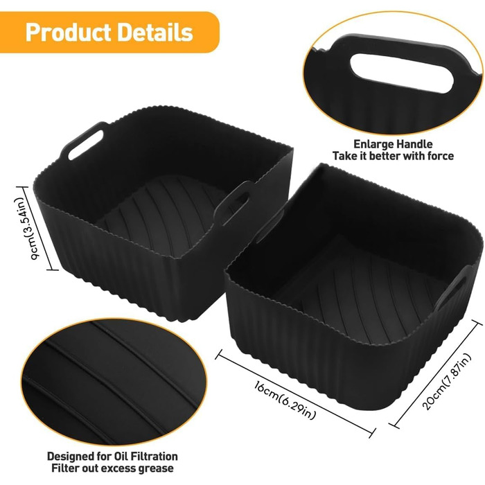 Аксесуари для фритюрниці для Ninja Foodi Flexdrawer 10.4L AF500EU AF500EUCP, Cecotec 9000, 110.4L25.2L Аксесуари для силіконової форми, Силіконові аксесуари для фритюрниці, 3