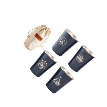 Чашки для активного відпочинку, виготовлені з нержавіючої сталі, що штабелюється, ідеально підходять для кемпінгу, подорожей та щоденного використання. У комплект входять 4 склянки з нержавіючої сталі, столові прибори, посуд для вечірок та скелелазіння, ч