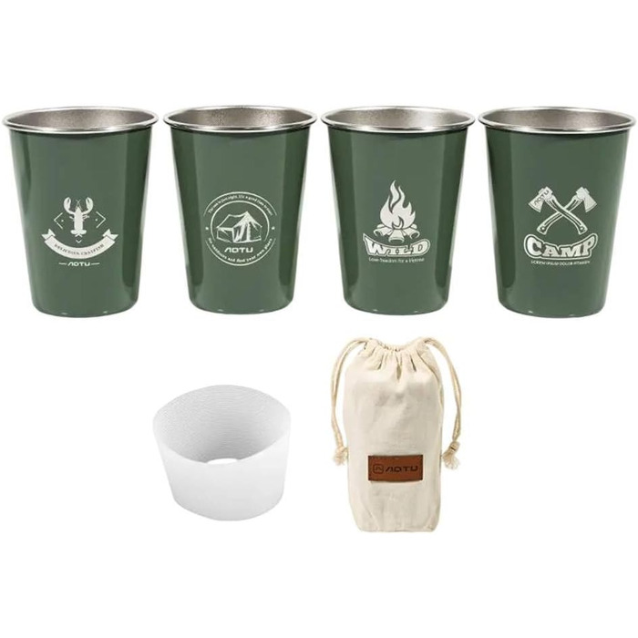 Набір барвистого посуду для кемпінгу, аксесуари для пікніка, кухлі для пригод, харчова нержавіюча сталь 304, полотно, сумка для перенесення в комплекті, зелений