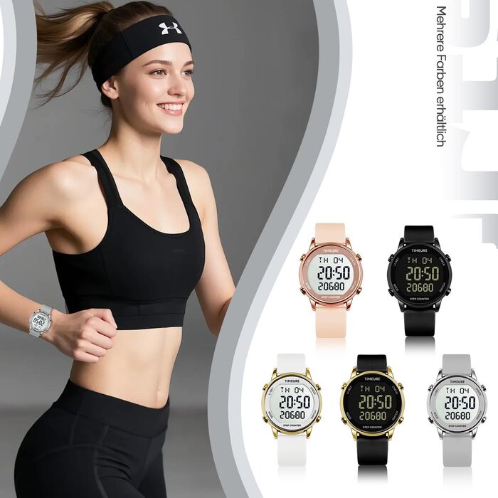 Жіночий крокомір, крокомір для ходьби, не потрібен додаток/телефон, водонепроникний фітнес-трекер калорій, відстеження відстані, будильник, великий цифровий дисплей, годинник, TU-2509 повністю чорний